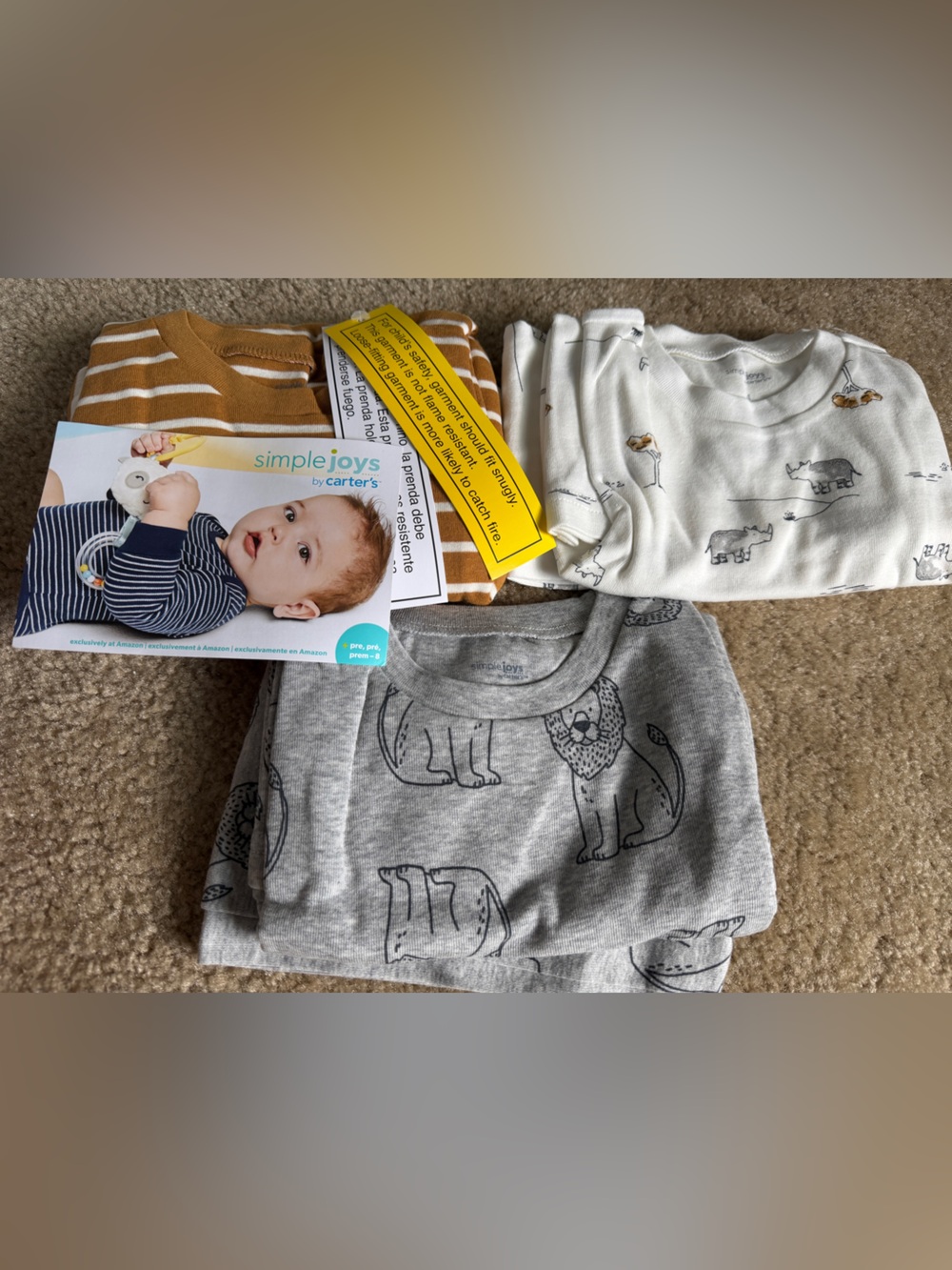 Carter's Toddler Sleepwear Set - Gray, White, Mustard Striped
